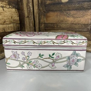 Jewelry Box Classic Traditions Hand Painted Trinket Box Lid Ceramic Floral Nice - Picture 1 of 11