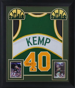 Shawn Kemp Authentic Signed Green Pro Style Framed Jersey BAS Witnessed - Picture 1 of 1