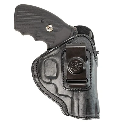 Max Carry Black Leather IWB Revolver Holster for 6 Shot 3" Inch Barrel Revolvers - Image 1 of 4