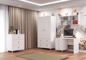 Jugendzimmer Komplett-Set Schrank Kommode Schreibtisch Wandregal FIGO 01 - Bild 1 von 9