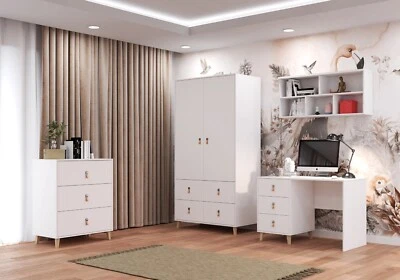 Jugendzimmer Komplett-Set Schrank Kommode Schreibtisch Wandregal FIGO 01 - Bild 1 von 4