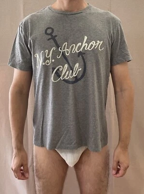 Camiseta Merona Para Hombre Vintage Gris Jaspeado Talla L Anchor Club Gráfico Cuello Redondo Foto 1 de 4