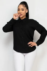 Button Down Collared Linen Shirt - Picture 1 of 3