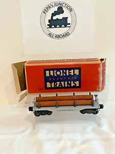 LIONEL 2411 #1 FLAT CAR-3-LOGS Var-B (RUBBER STAMPED) BLT'47-48 IN ORIG. BOX - Picture 1 of 6
