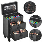 Makeup Trolley 4 in 1 Beauty Trolley Case +2 Drawers Hairdressing Case on Wheels
