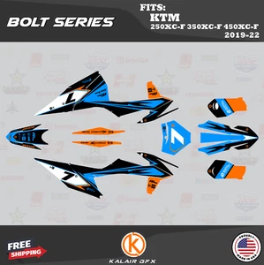 Graphics Kit for KTM  250XC-F, 350XC-F, 450XC-F  2019-2022 Bolt-Cyan - Picture 1 of 6