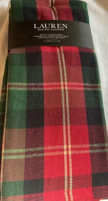 LAUREN RALPH LAUREN (3) TOALLAS DE COCINA VERDE ROJO CUADROS 17 X 28 100% ALGODÓN NUEVAS CON ETIQUETAS Foto 1 de 4