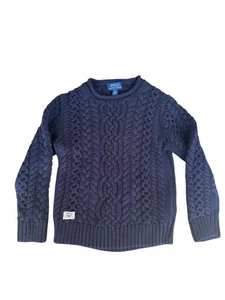 Suéter Pullover Polo Ralph Lauren Azul Tejido con Cable Niños Talla 5 Preppy Foto Escolar - Imagen 1 de 8