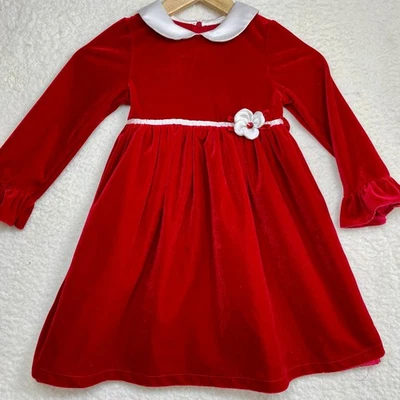 Vestido de Navidad de terciopelo rojo Good Lad Girls talla 6 cuello Peter Pan vacaciones vintage Foto 1 de 4