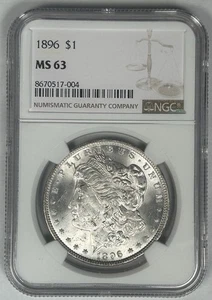 1896 Morgan Silver $1 Dollar Coin NGC MS 63 - Picture 1 of 2