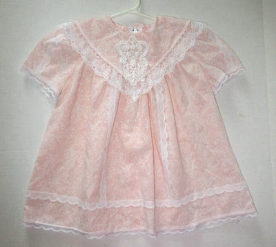 Vintage Gunne Sax Jessica McClintock Dress Girl Size 2T Floral Lace Trim Peach - Image 1 of 4