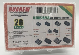 HUAREW Clip-on Ferrite Ring Core RFI EMI Nose Suppressor Cable Clip 5-28 Pieces - Afbeelding 1 van 2