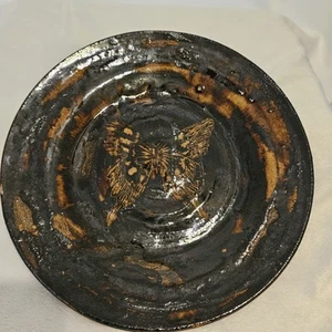 Butterfly Decor Pottery Plate 8 Inch. Signed. - Picture 1 of 6