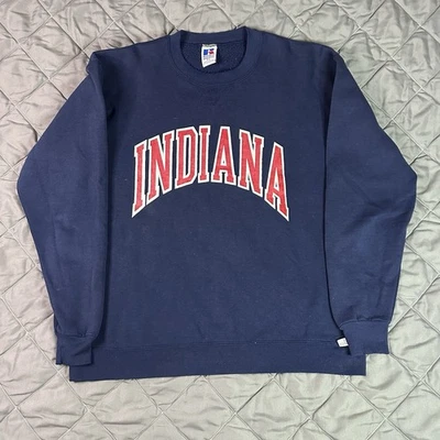 Indiana Hoosiers Sudadera Para Hombres XL Azul Rojo Fútbol Cuello Redondo Russell Pullover Foto 1 de 4