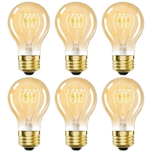 A19 E26 Vintage Edison Bulbs 6W LED Equivalent 60 Watt, 6 Pack Dimmable E26 L... - Picture 1 of 7