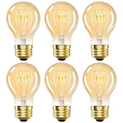 A19 E26 Vintage Edison Bulbs 6W LED Equivalent 60 Watt, 6 Pack Dimmable E26 L... - Image 1 of 4