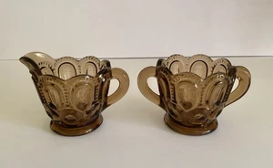 LE Smith Moon and Stars Smoke Color Creamer and Sugar Bowl Set. Selling As Is. - Picture 1 of 10