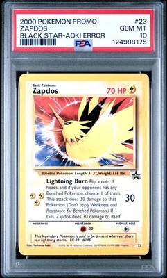 2000 POKEMON PROMO BLACK STAR TOSHINAO AOKI ERR #23 ZAPDOS PSA 10 - Image 1 of 2