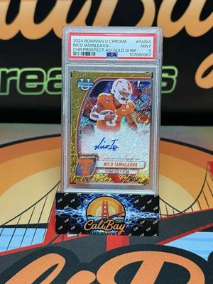 2024 Bowman Chrome U Nico Iamaleava Prospect Auto Gold Refractor #/50 PSA 9 - Image 1 of 2