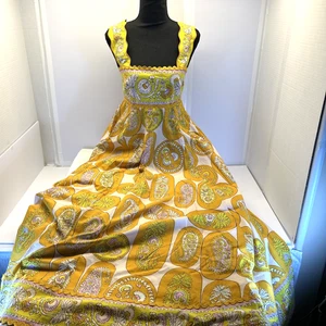 Alemais Multi Print Diana Maxi Sommerkleid gelb/orange 100% Bio-Baumwolle US 4 - Bild 1 von 11