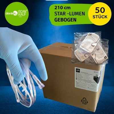 MEDLINE Sauerstoff-Schlauch 50 Stück - GEBOGENER Ansatz -Erwachsene 210cm Nasenbrille