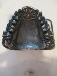 Vintage 1974 Bergamot Brass Works Teeth Mouth Denture Mold Metal Belt Buckle - Picture 1 of 6