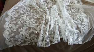 5.5 yards of Corded Floral Embroidered Sequin White Bridal Lace Fabric - Picture 1 of 4