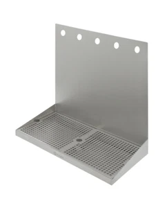 Kegco SEWM-2010-5 20" x 10" Wall Mount Drip Tray with Drain - 5 Shank Holes - Picture 1 of 10