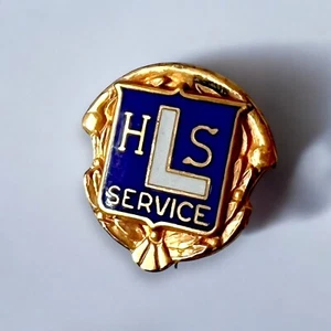 HLS Service Award Pin Lapel Brass with Navy Blue White Enamel Vintage - Picture 1 of 8