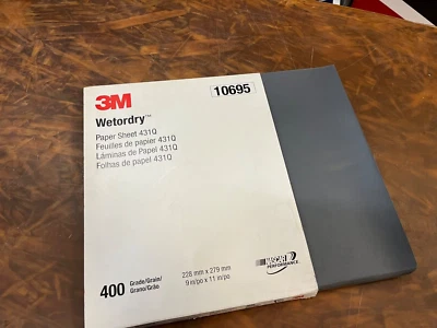 3M 10695 Wetordry Paper Sheet 431Q 9" x 11" 400 Grain 50 sheets in Box - Image 1 of 4