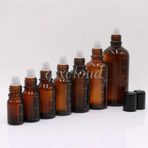 5ml 10ml 30ml 50ml 100ml Amber Glass Empty Roll on Bottles Rollerball with Scale - Picture 1 of 14