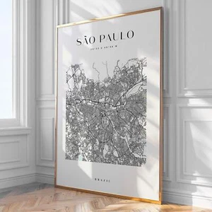 Sao Paulo Stadtplan Kunstdruck - Gerahmte Wanddeko Poster für Zuhause - Bild 1 von 5