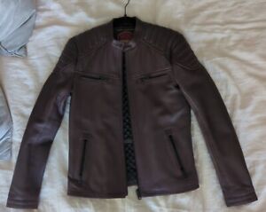 SuperDry Leather Quilted Motorcycle Jacket for Men Size Small