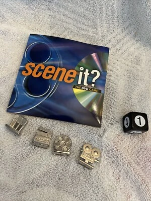 2002 Scene It! DVD Movie Board Game - Replacement Metal Token Pieces DVD & Dice - Image 1 of 2