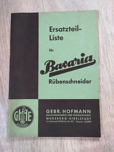 *** Original Bavaria Rübenschneider Ersatzteilliste Gebr. Hofmann *** - Bild 1 von 2