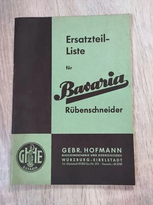 *** Original Bavaria Rübenschneider Ersatzteilliste Gebr. Hofmann *** - Bild 1 von 2