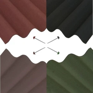 Fogli per Tetti Ondulati Bitume Capannone 950mm x 2m x 5 Confezione da 50 Chiodi di Fissaggio - Foto 1 di 35