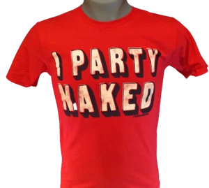 Mens David & Goliath I Party Naked Red Novelty Tee T-Shirt  - Picture 1 of 2