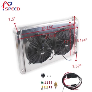 4Row Radiator + Fan + Relay For 78-88 Monte Carlo El Camino Regal Cutlass G-Body - Foto 1 di 19