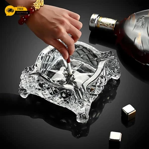 5 X 5 Inch, Large Glass Ashtray for Cigarettes & Cigars, Clear Crystal Ash Trays - Picture 1 of 6