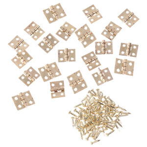 20x Cabinet Door Hinges Brass Plated Mini Hinge Small Decorative Jewelry  HxYLW