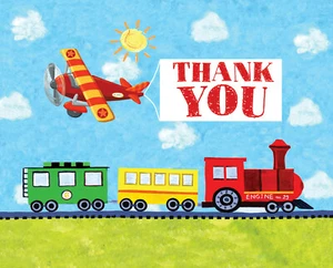 Airplane Thank You Train Truck Boat Thank You Birthday Party On The Go Transport - Picture 1 of 2