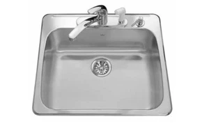 Kindred S2225/80RL/3E Edelstahl Einzelschüssel Küchenspüle - 3 Loch - gebürstet - Bild 1 von 1