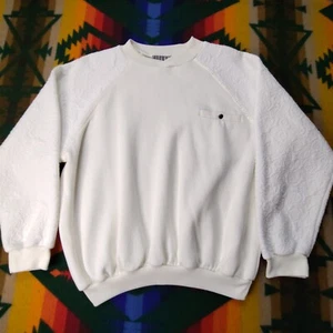 Vtg 90s Gitano Women's Sweatshirt Pocket Crewneck Large Floral Embossed Arms - Picture 1 of 10