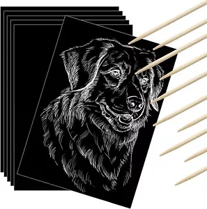 60Pcs Scratch Paper Art Set for Kids Adults Scratchboard Black Scratch Off Paper - Picture 1 of 3