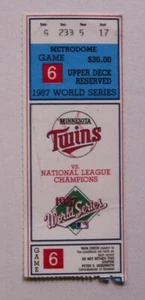 Minnesota Twins W. S. 1987 juego de boletos 6 Hrbek Slam -  - Imagen 1 de 2