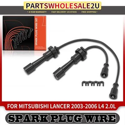 2pcs Spark Plug Wire Set for Mitsubishi Lancer 2003 2004 2005 2006 L4 2.0L 5mm - Image 1 of 4