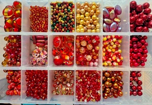 Box (no. 25) of New Red/Yellow/Gold Beads for jewellery making PLUS FREE GIFT - Picture 1 of 16