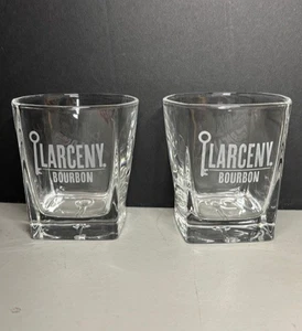 2-Diebstahl Bourbon Whiskey Glas geätzt Logo geprägt Schlüssel quadratischer Boden Lo Kugel - Bild 1 von 6
