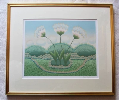 Ivan Rabuzin (Kroatien) "Drei Blumen" Original Siebdruck signiert gerahmt - Bild 1 von 3